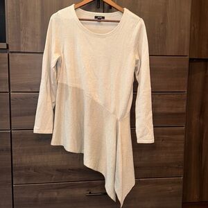 Alfano Asymmetrical Beige Shimmer Top Size M